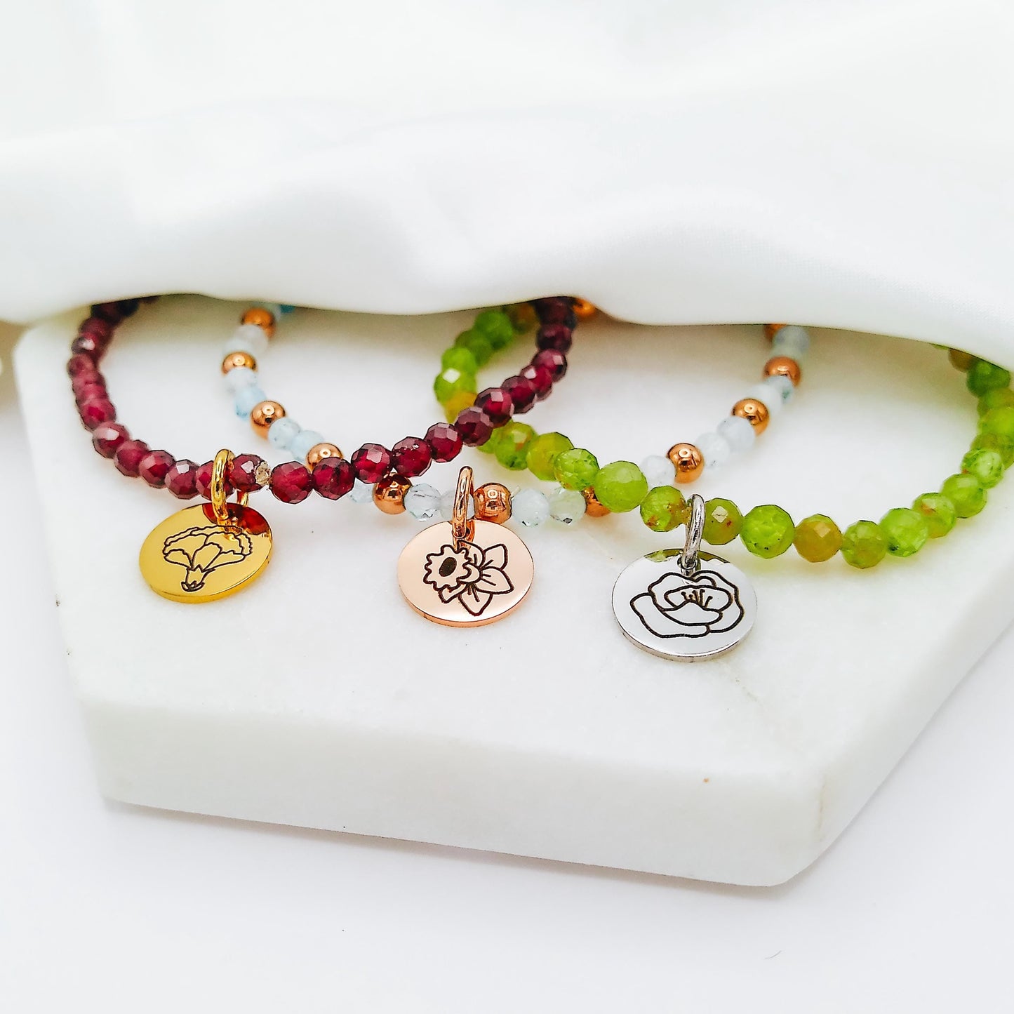 BIRTH FLOWER BIRTHSTONE BRACELET - Avy + Tay