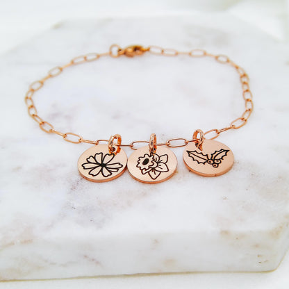 BIRTH FLOWER PAPERCLIP BRACELET - Avy + Tay