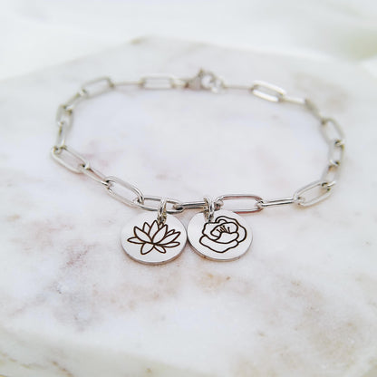 BIRTH FLOWER PAPERCLIP BRACELET - Avy + Tay