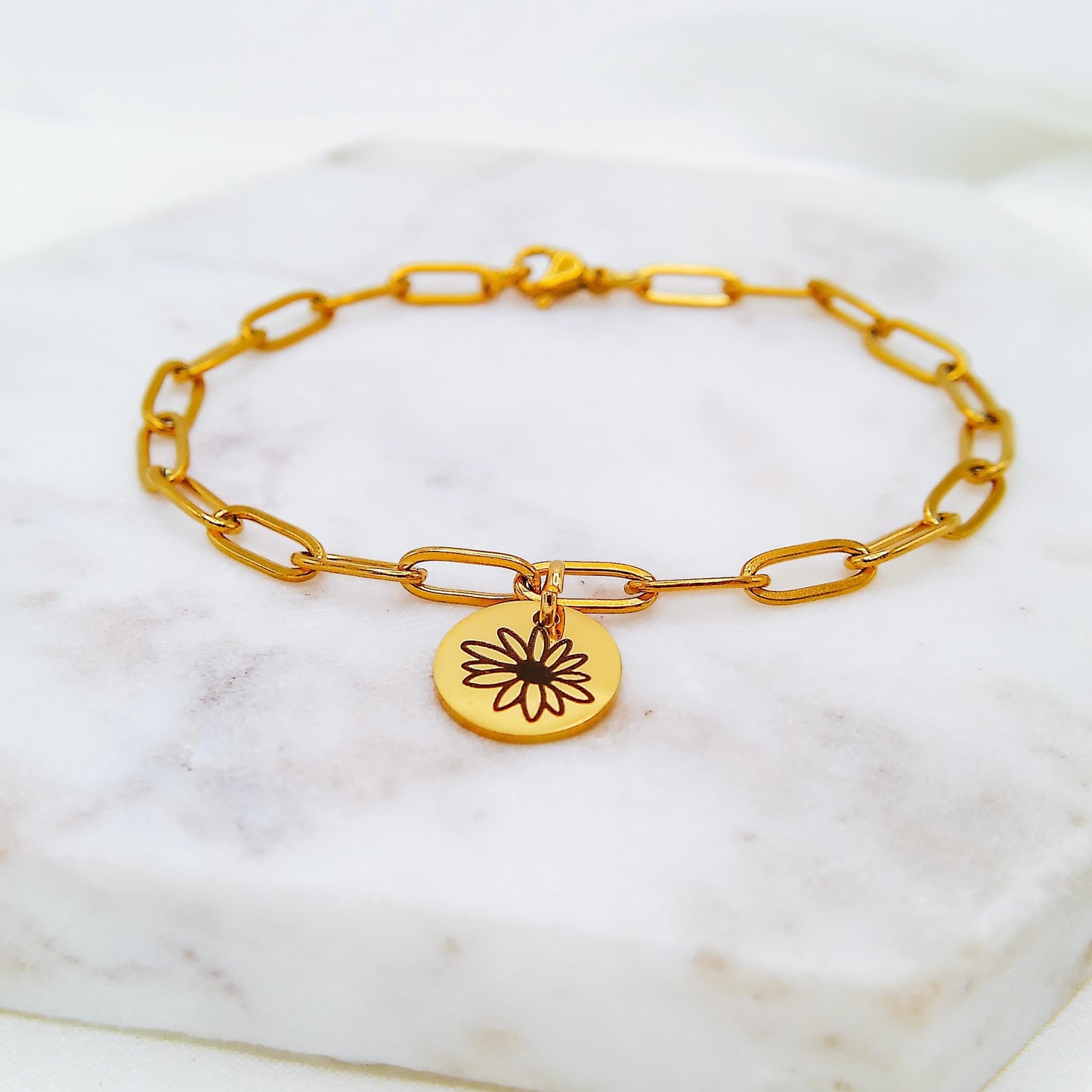 BIRTH FLOWER PAPERCLIP BRACELET - Avy + Tay