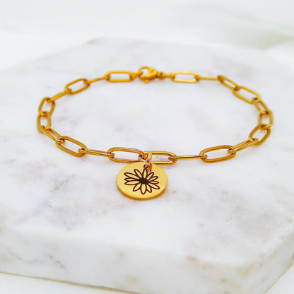 BIRTH FLOWER PAPERCLIP BRACELET - Avy + Tay