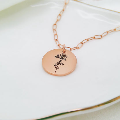 BIRTH FLOWER PAPERCLIP NECKLACE - Avy + Tay