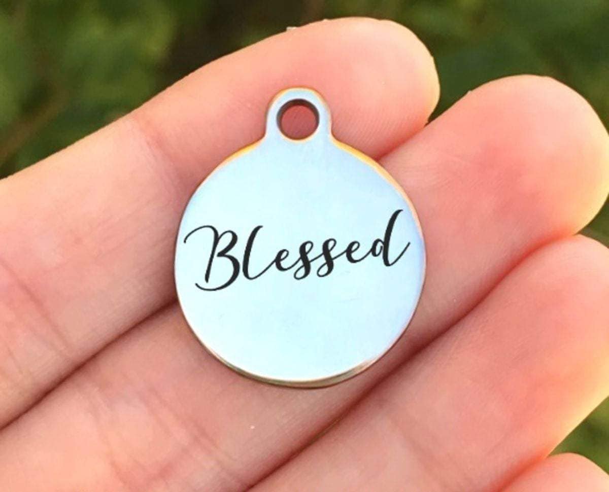 Blessed Charms Custom Engraved Charms Personalized Stainless Steel Charms BULK Options ZF616 - Avy + Tay