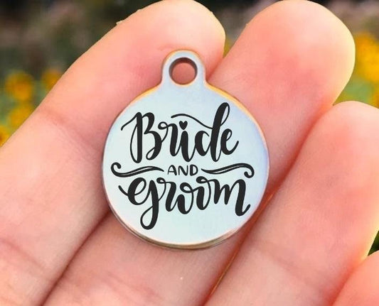 Bride And Groom Charms Custom Engraved Charms Personalized Stainless Steel Charms BULK Options ZF1482 - Avy + Tay