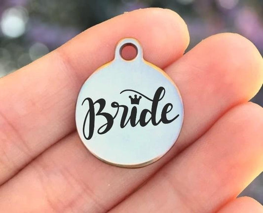 Bride Charms Custom Engraved Charms Personalized Stainless Steel Charms BULK Options ZF1487 - Avy + Tay