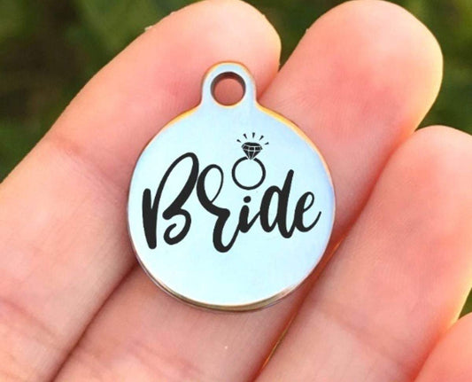 Bride Charms Custom Engraved Charms Personalized Stainless Steel Charms BULK Options ZF623 - Avy + Tay