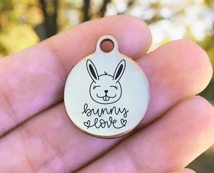 Bunny Love Charms Custom Engraved Charms Personalized Stainless Steel Charms BULK Options ZF1394 - Avy + Tay