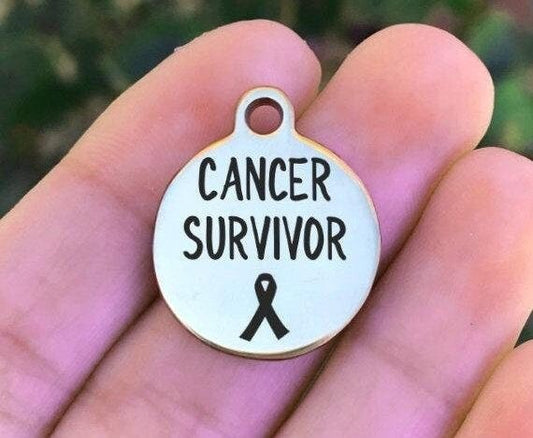 Cancer Survivor Charms Custom Engraved Charms Personalized Stainless Steel Charms BULK Options ZF571 - Avy + Tay