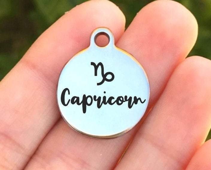 Capricorn Charms Custom Engraved Charms Personalized Stainless Steel Charms BULK Options ZF1004 - Avy + Tay