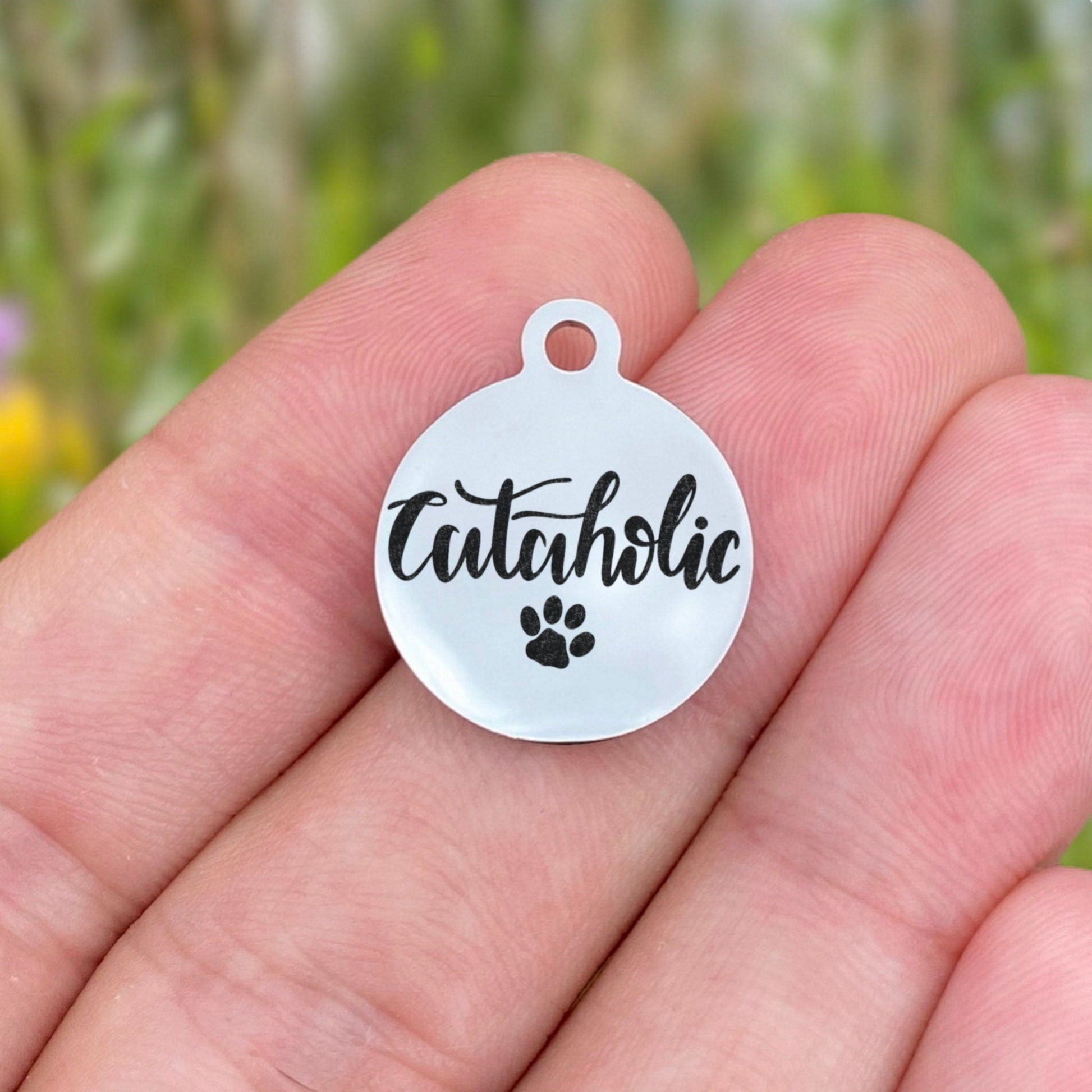 Cataholic Charms Custom Engraved Charms Personalized Stainless Steel Charms BULK Options ZF1649 - Avy + Tay