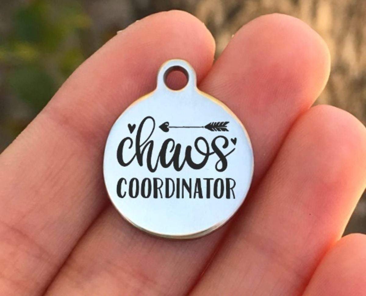 Chaos Coordinator Charms Custom Engraved Charms Personalized Stainless Steel Charms BULK Options ZF630 - Avy + Tay