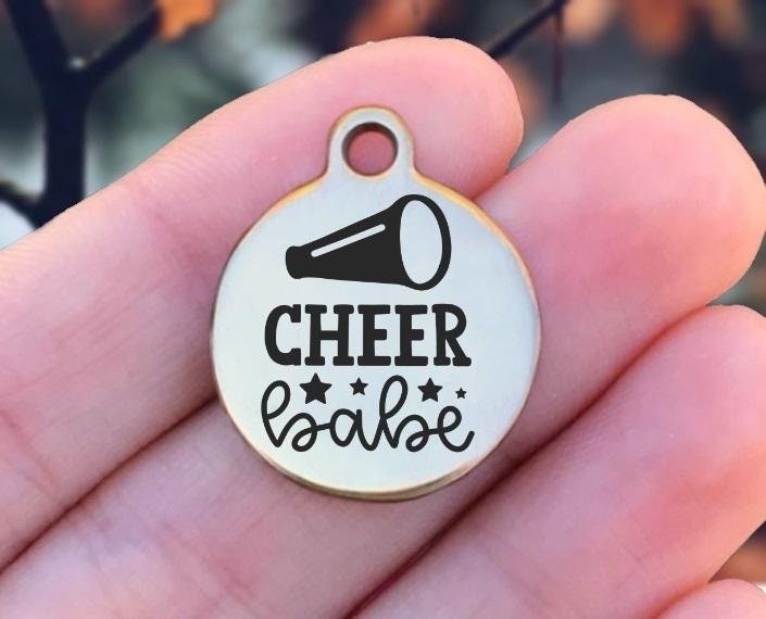 Cheer Babe Charms Custom Engraved Charms Personalized Stainless Steel Charms BULK Options ZF1337 - Avy + Tay