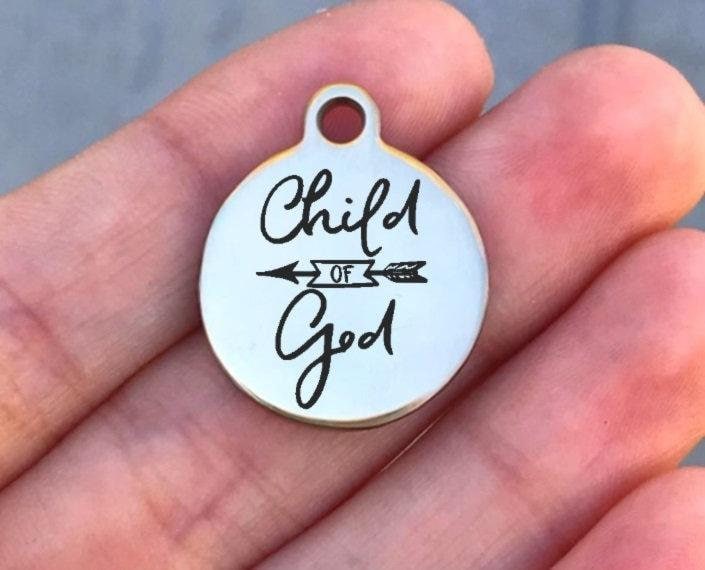 Child Of God Charms Custom Engraved Charms Personalized Stainless Steel Charms BULK Options ZF1251 - Avy + Tay