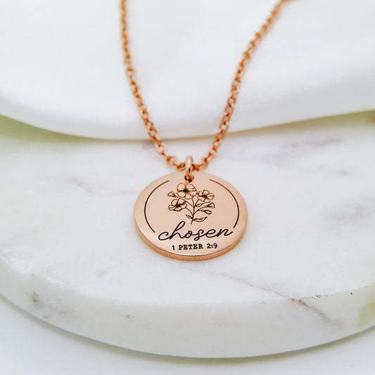 CHOSEN 1 PETER 2:9 NECKLACE - Avy + Tay