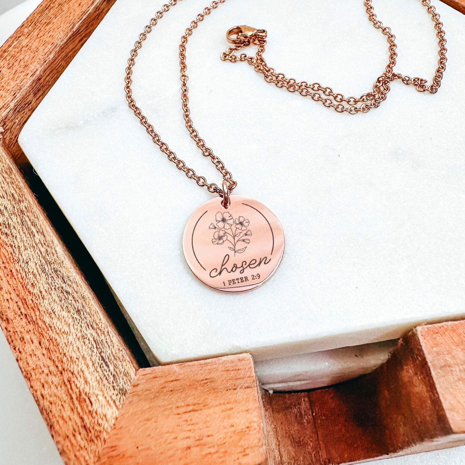 CHOSEN 1 PETER 2:9 NECKLACE - Avy + Tay