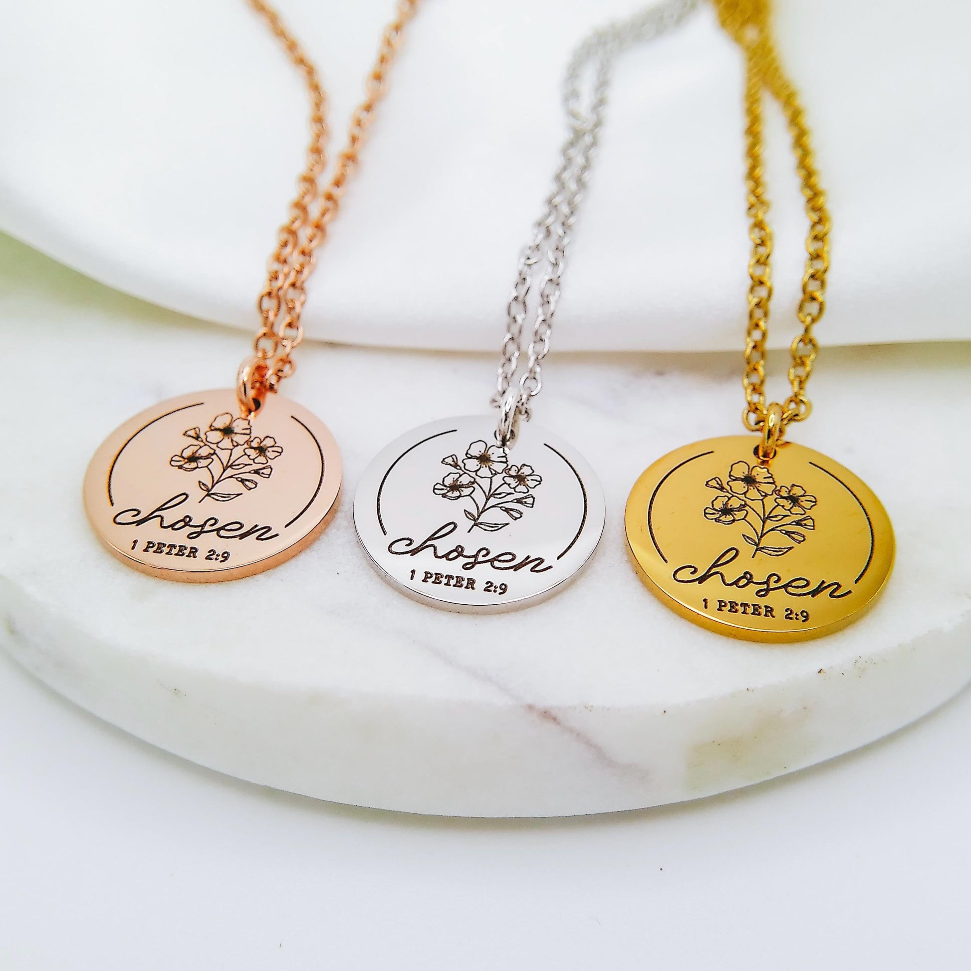 CHOSEN 1 PETER 2:9 NECKLACE - Avy + Tay