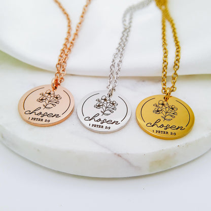 CHOSEN 1 PETER 2:9 NECKLACE - Avy + Tay