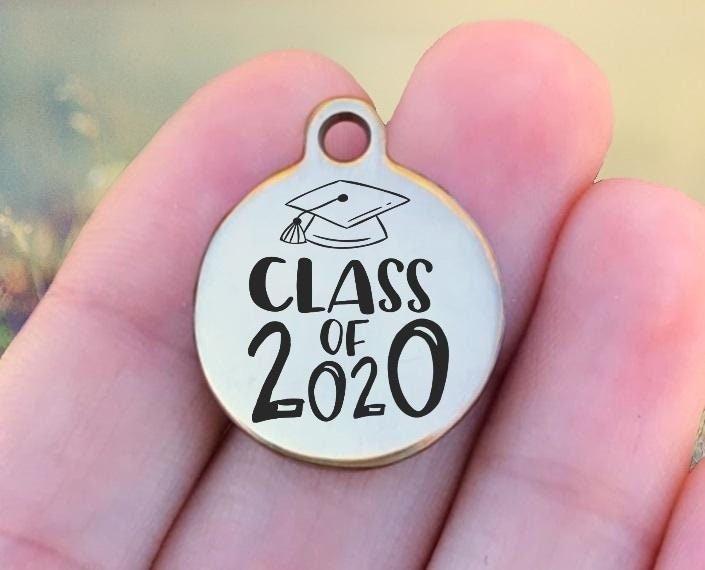 Class Of 2020 Charms Custom Engraved Charms Personalized Stainless Steel Charms BULK Options ZF1460 - Avy + Tay