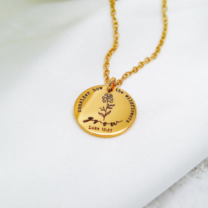 CONSIDER HOW THE WILDFLOWERS GROW LUKE 12:27 NECKLACE - Avy + Tay
