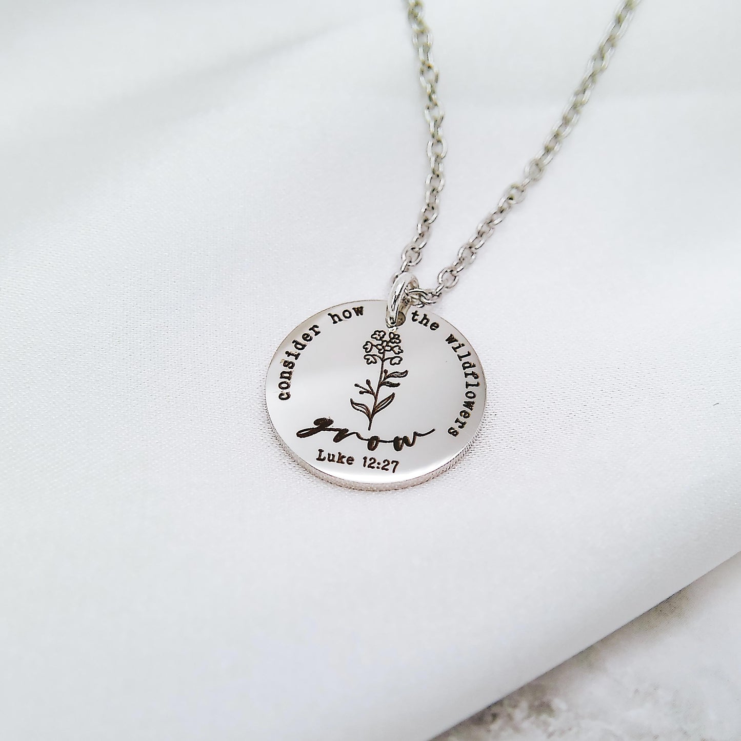CONSIDER HOW THE WILDFLOWERS GROW LUKE 12:27 NECKLACE - Avy + Tay