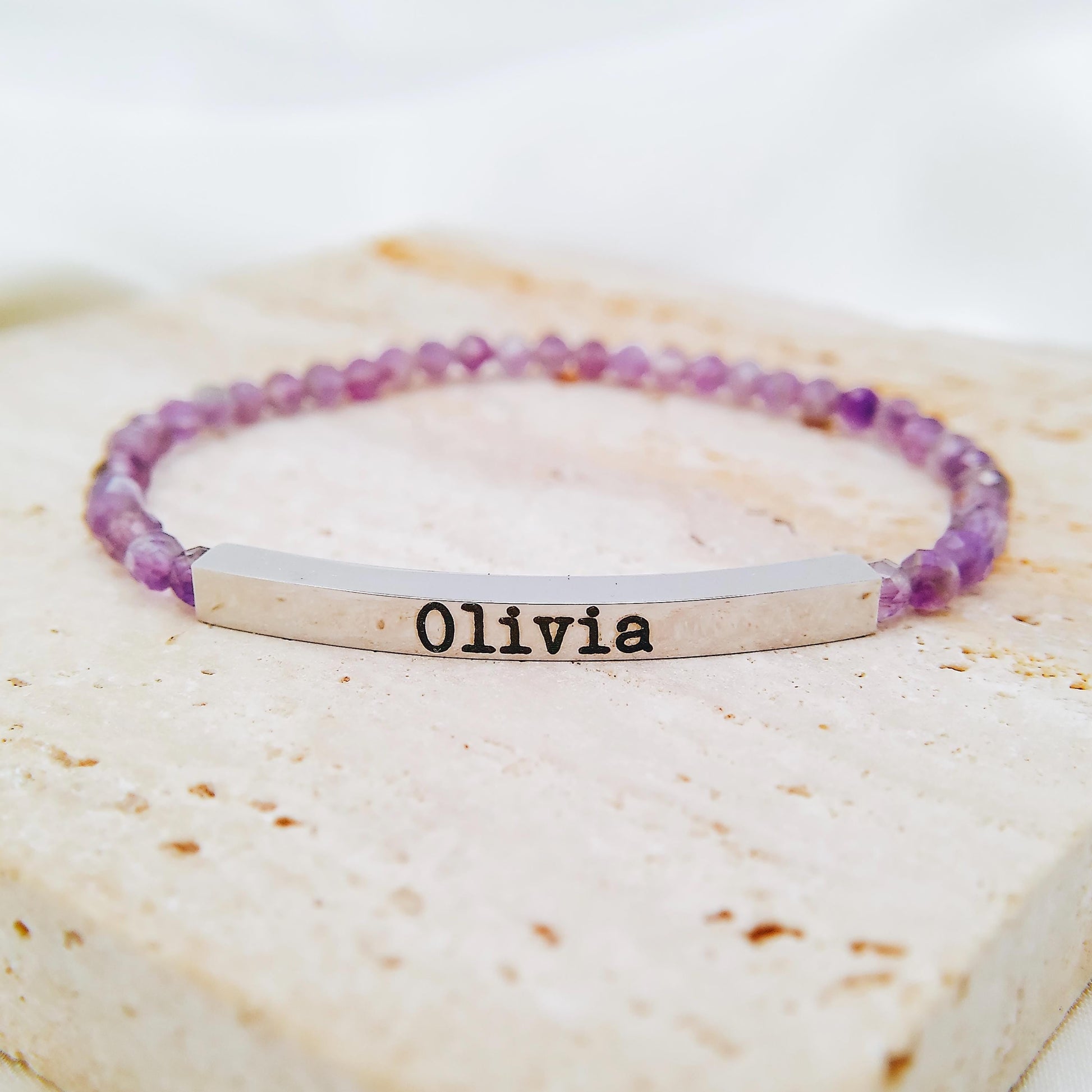 CUSTOM ENGRAVED BEADED BRACELET - Avy + Tay