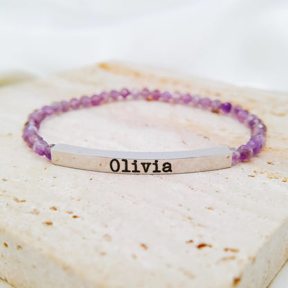 CUSTOM ENGRAVED BEADED BRACELET - Avy + Tay