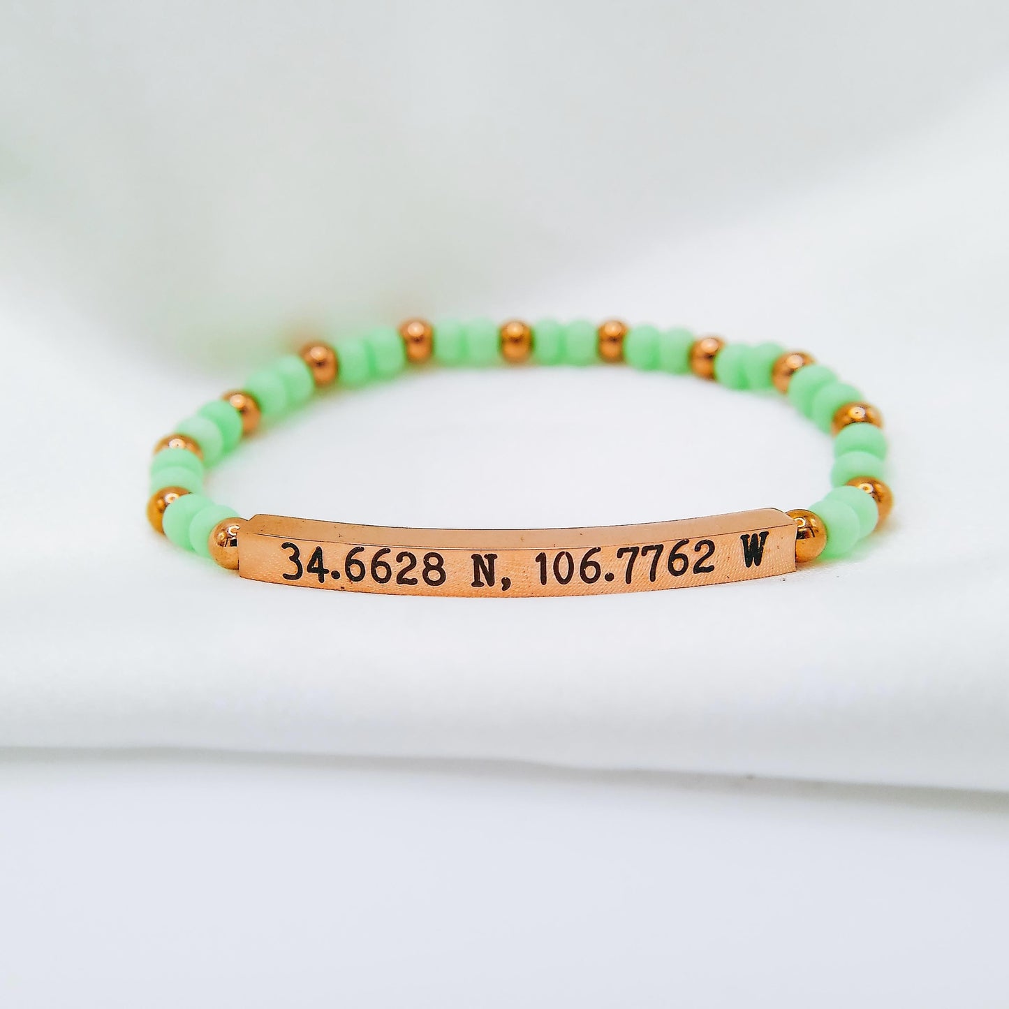 CUSTOM ENGRAVED BEADED BRACELET - Avy + Tay