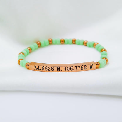 CUSTOM ENGRAVED BEADED BRACELET - Avy + Tay