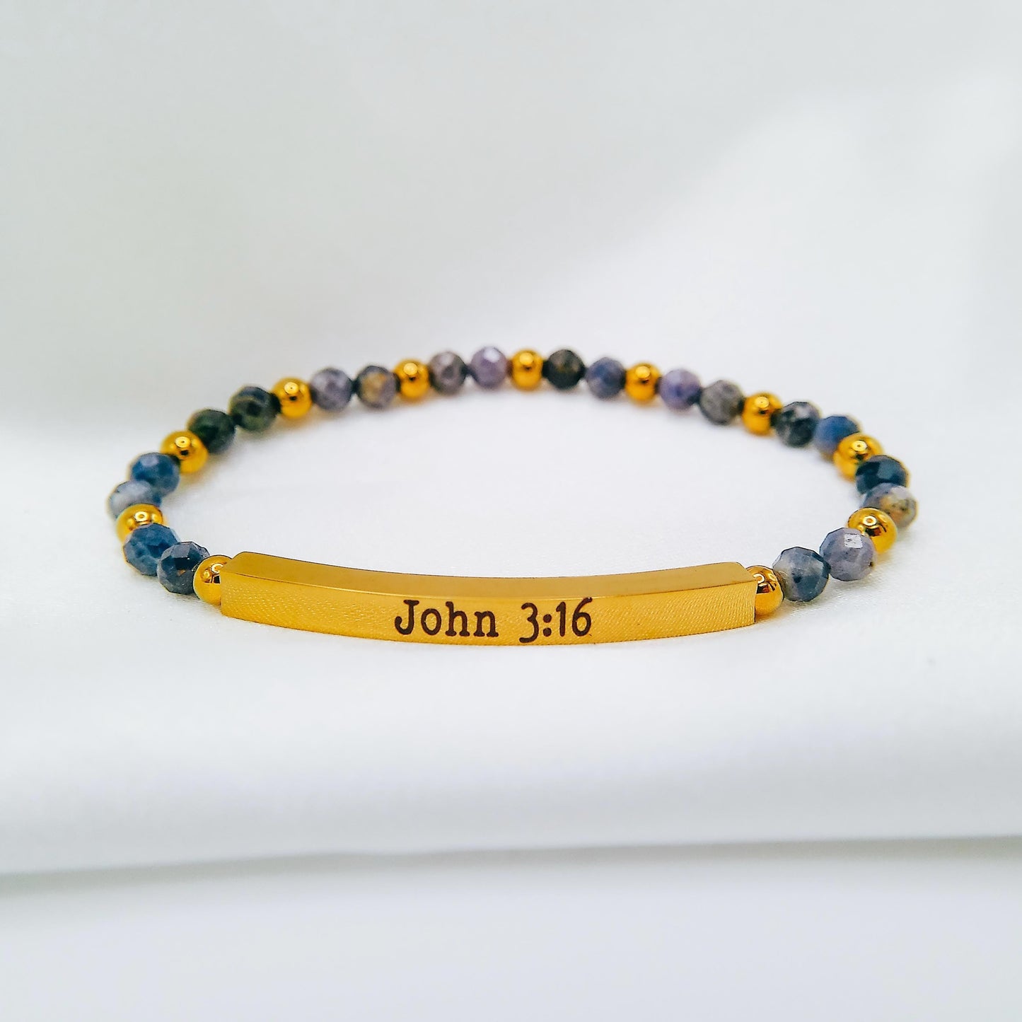 CUSTOM ENGRAVED BEADED BRACELET - Avy + Tay