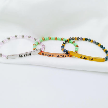 CUSTOM ENGRAVED BEADED BRACELET - Avy + Tay