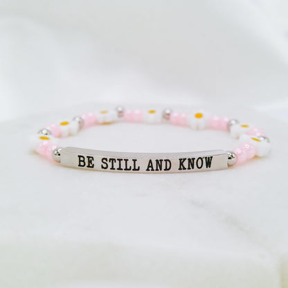 CUSTOM ENGRAVED DAISY BEADED BRACELET - Avy + Tay