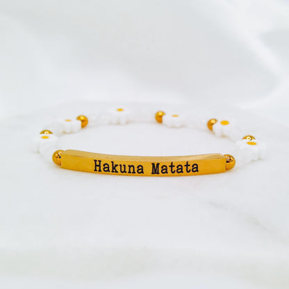 CUSTOM ENGRAVED DAISY BEADED BRACELET - Avy + Tay