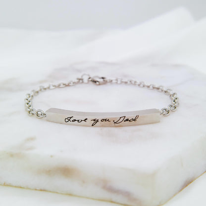 CUSTOM HANDWRITING BAR BRACELET - Avy + Tay