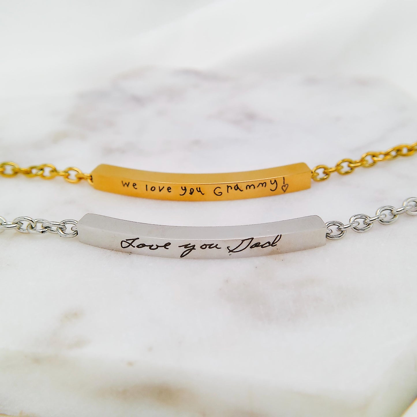 CUSTOM HANDWRITING BAR BRACELET - Avy + Tay