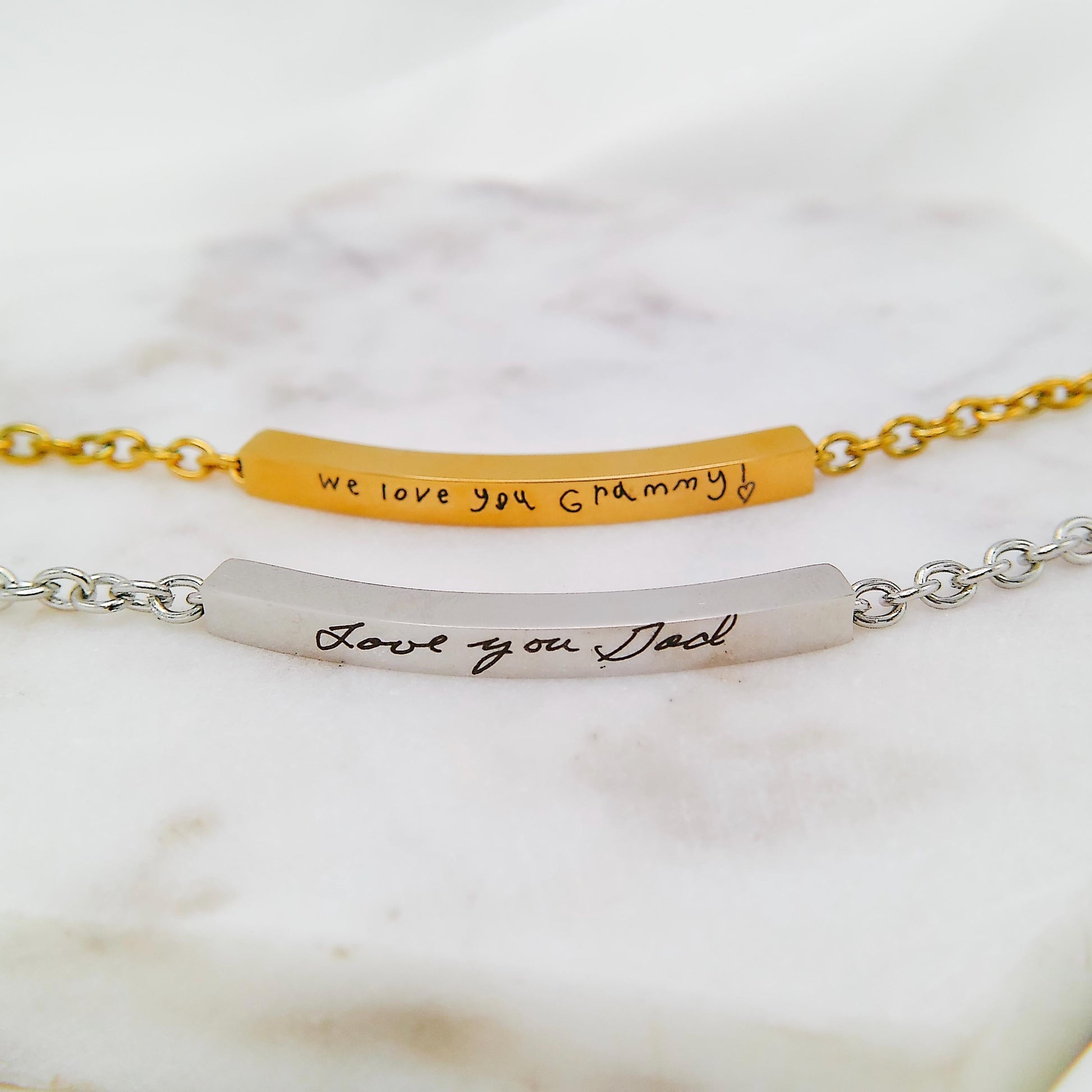 CUSTOM HANDWRITING BAR BRACELET - Avy + Tay