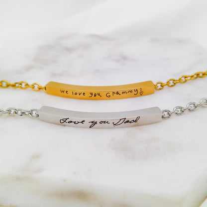CUSTOM HANDWRITING BAR BRACELET - Avy + Tay