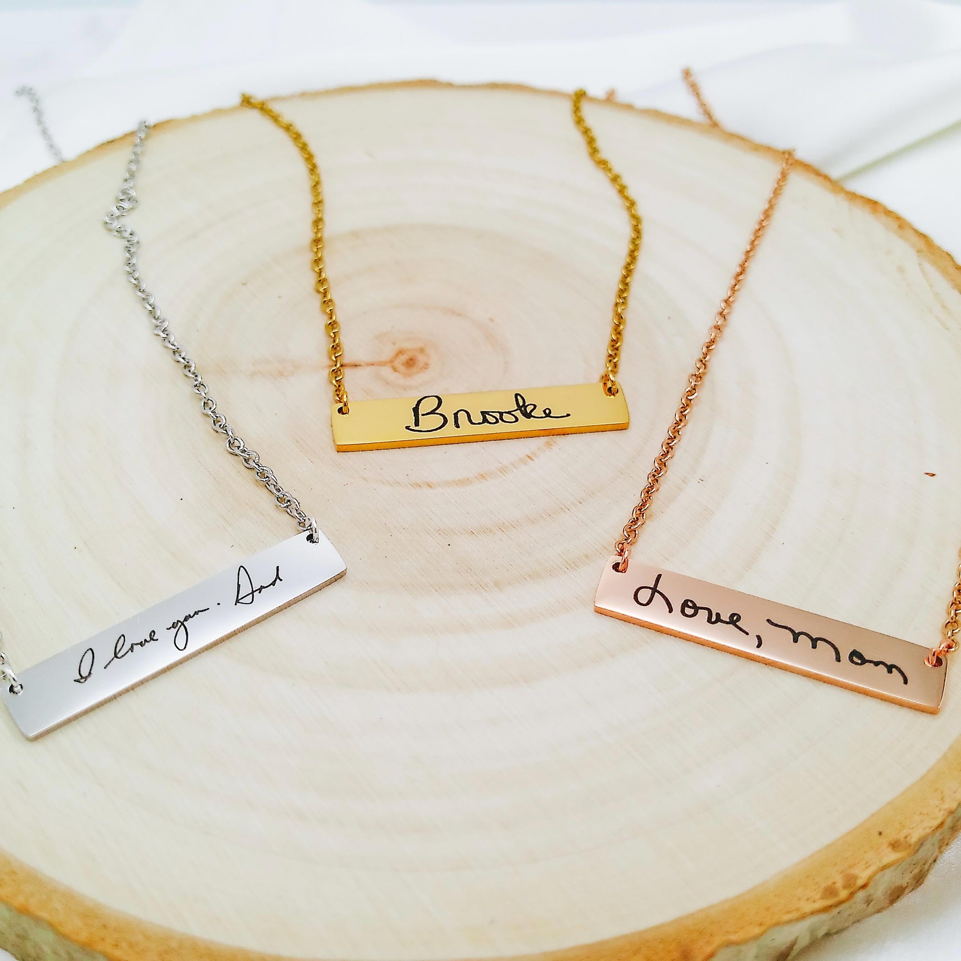 CUSTOM HANDWRITING BAR NECKLACE - Avy + Tay