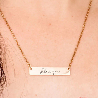 CUSTOM HANDWRITING BAR NECKLACE - Avy + Tay