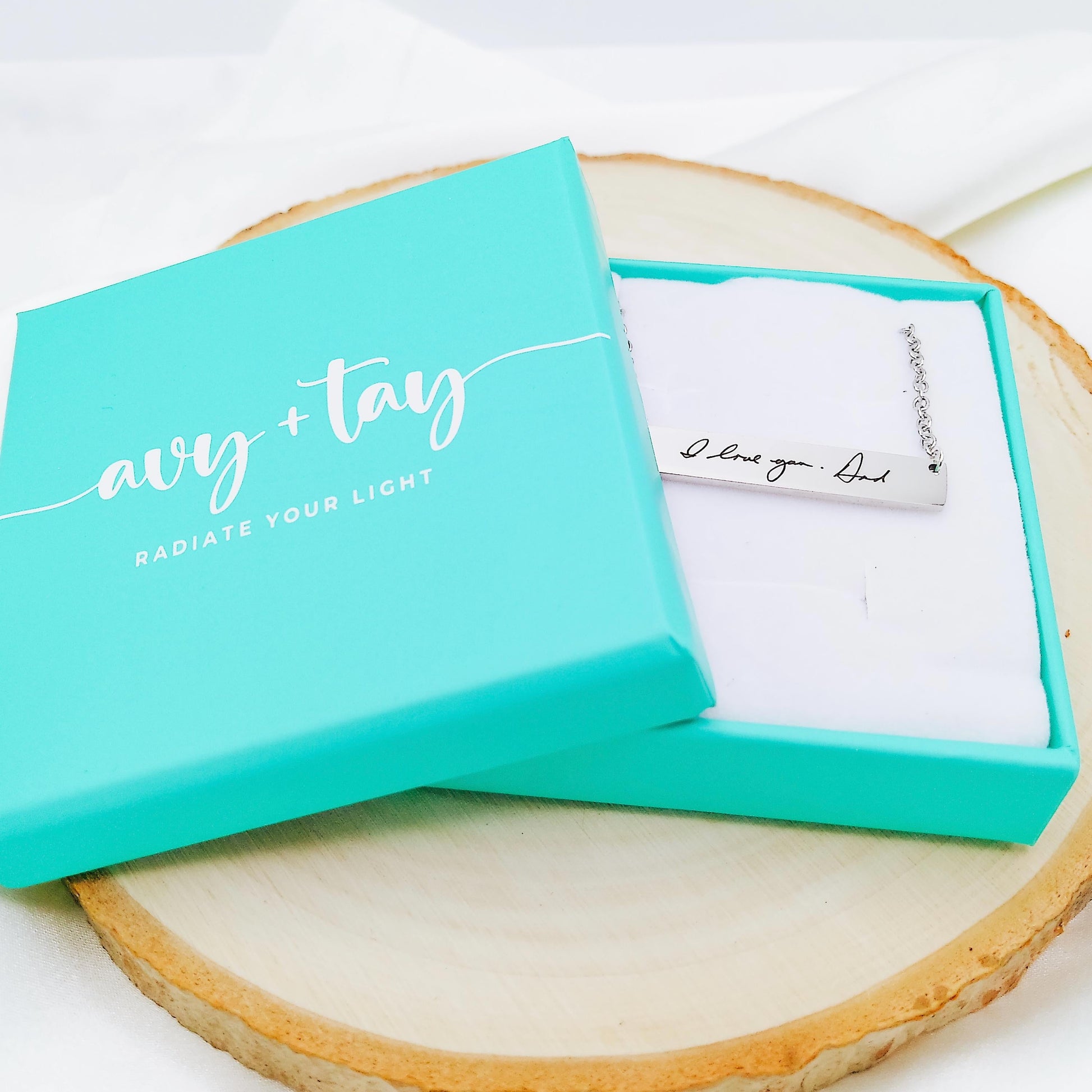CUSTOM HANDWRITING BAR NECKLACE - Avy + Tay