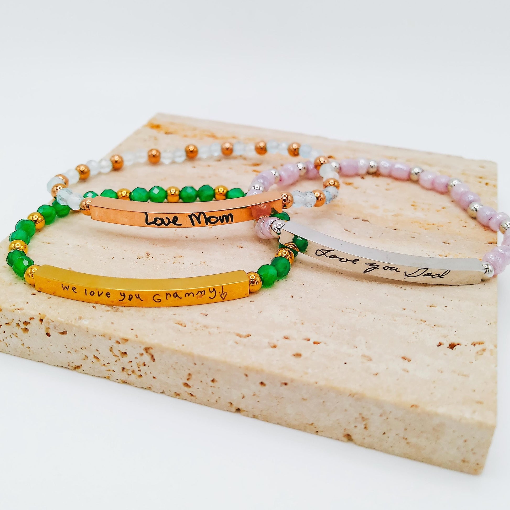 CUSTOM HANDWRITING BEADED BRACELET - Avy + Tay