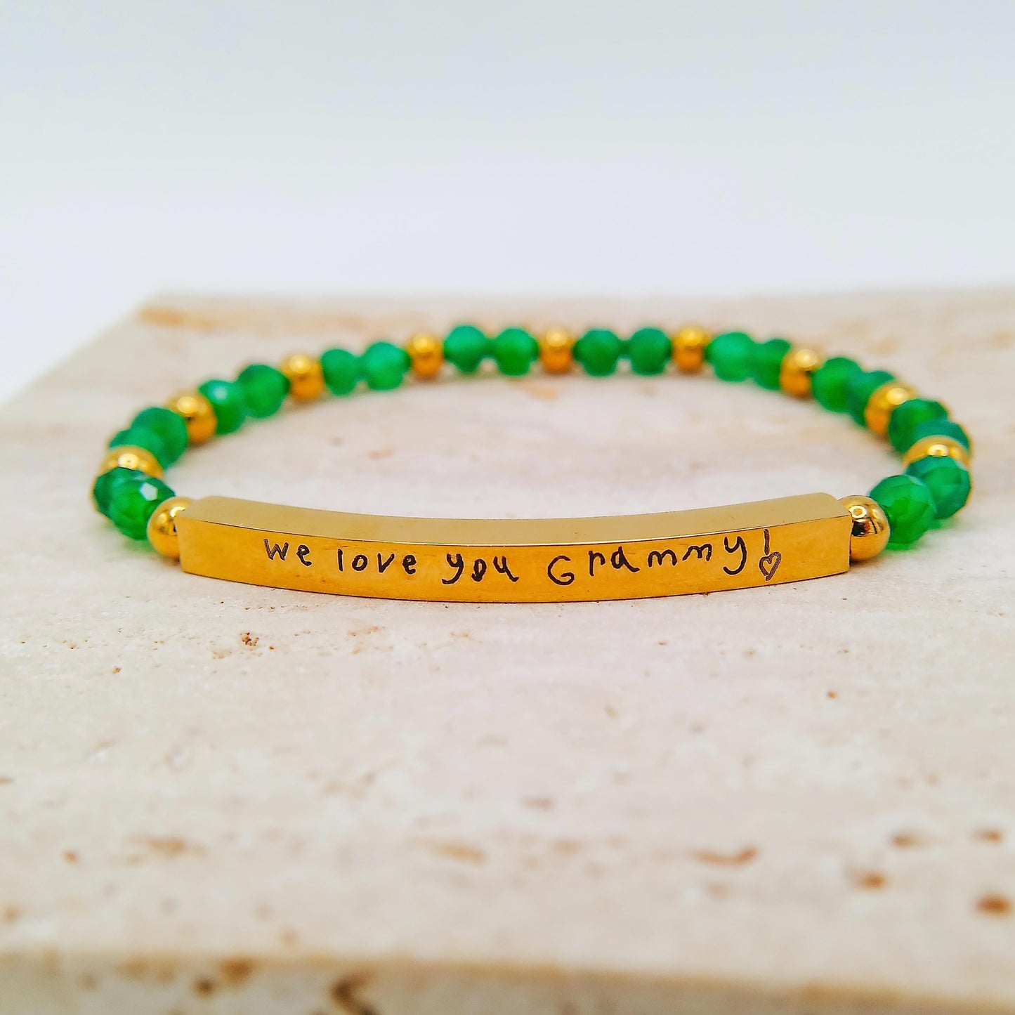 CUSTOM HANDWRITING BEADED BRACELET - Avy + Tay
