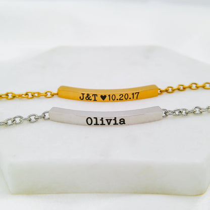 CUSTOM NAME BAR BRACELET - Avy + Tay