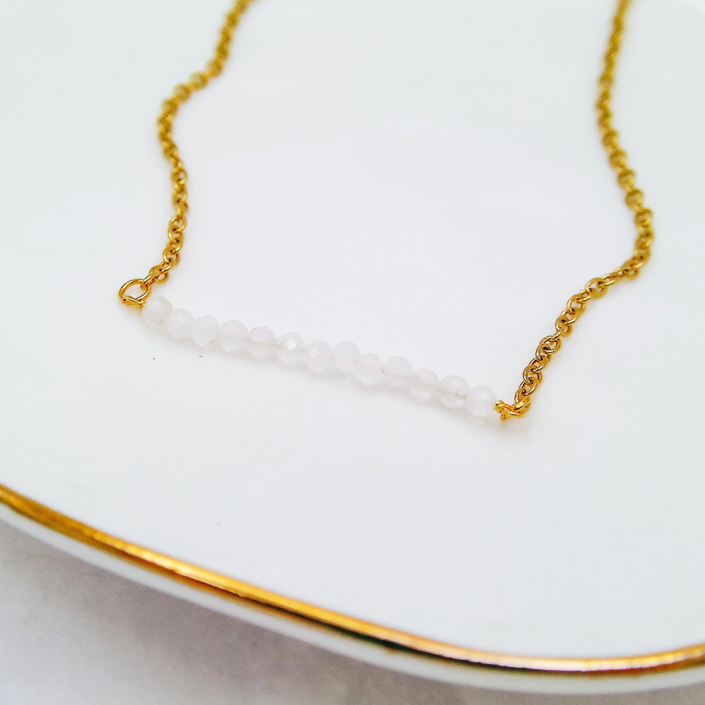 DAINTY RAW BIRTHSTONE BAR NECKLACE - Avy + Tay