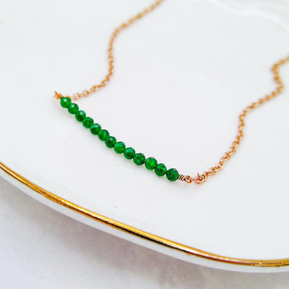 DAINTY RAW BIRTHSTONE BAR NECKLACE - Avy + Tay