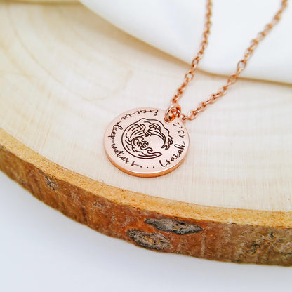 EVEN IN DEEP WATERS ISAIAH 43:2 NECKLACE - Avy + Tay