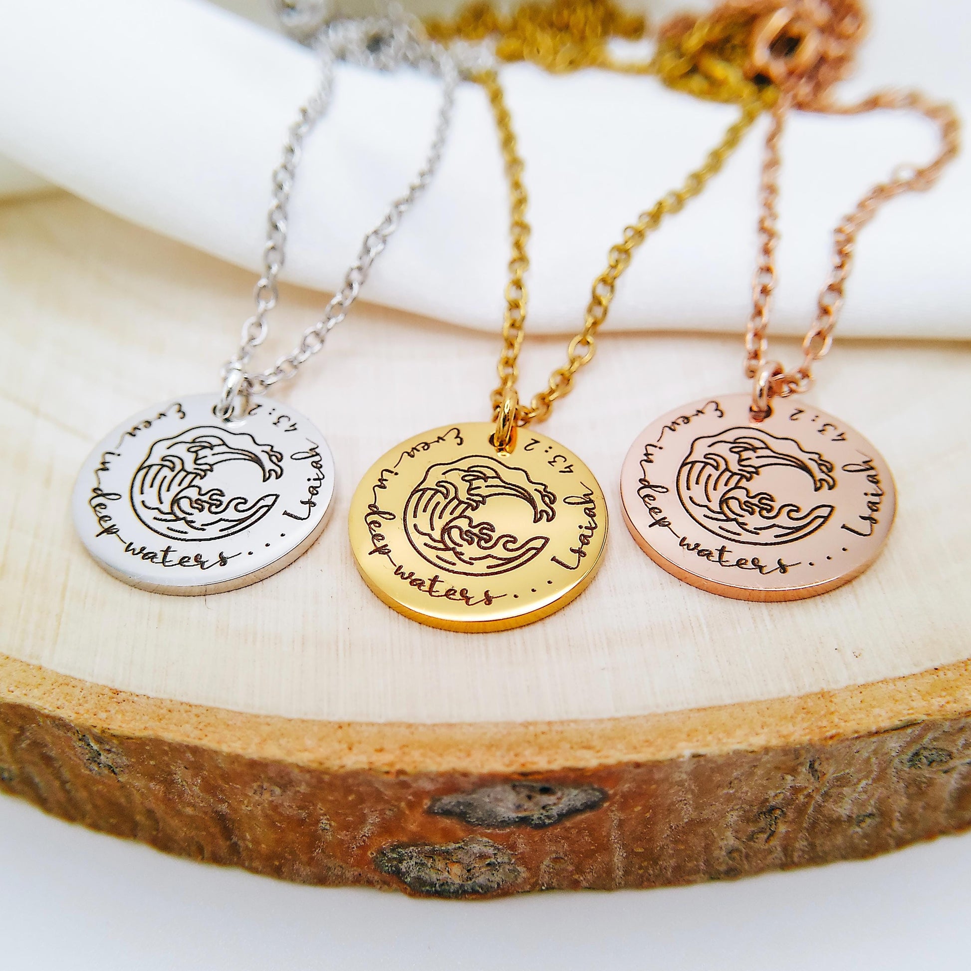 EVEN IN DEEP WATERS ISAIAH 43:2 NECKLACE - Avy + Tay