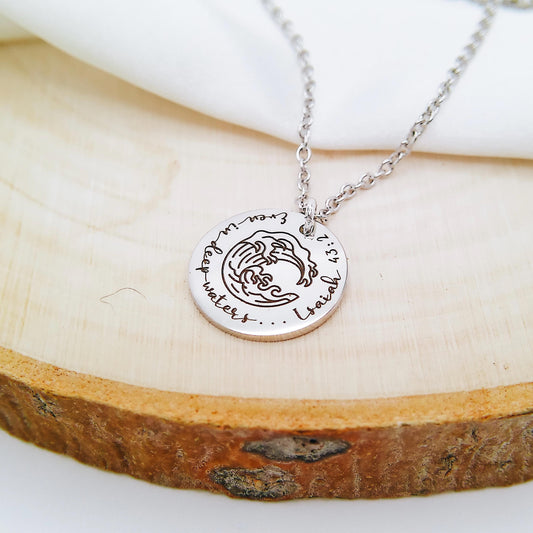 EVEN IN DEEP WATERS ISAIAH 43:2 NECKLACE - Avy + Tay