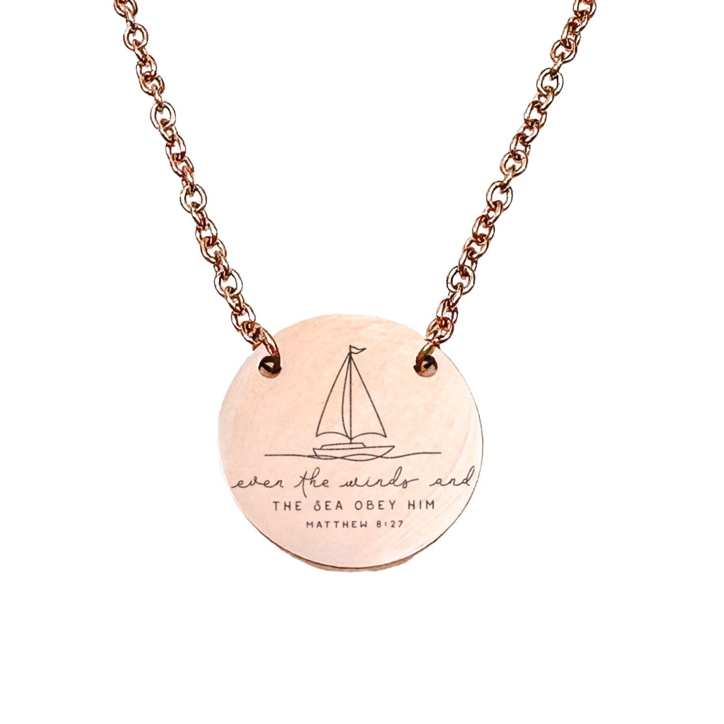 EVEN THE WINDS AND THE SEA OBEY HIM MATTHEW 8:27 NECKLACE - Avy + Tay