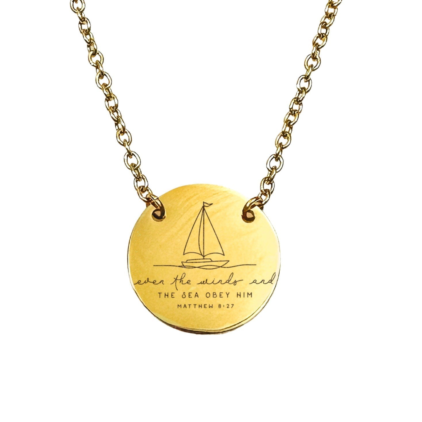 EVEN THE WINDS AND THE SEA OBEY HIM MATTHEW 8:27 NECKLACE - Avy + Tay