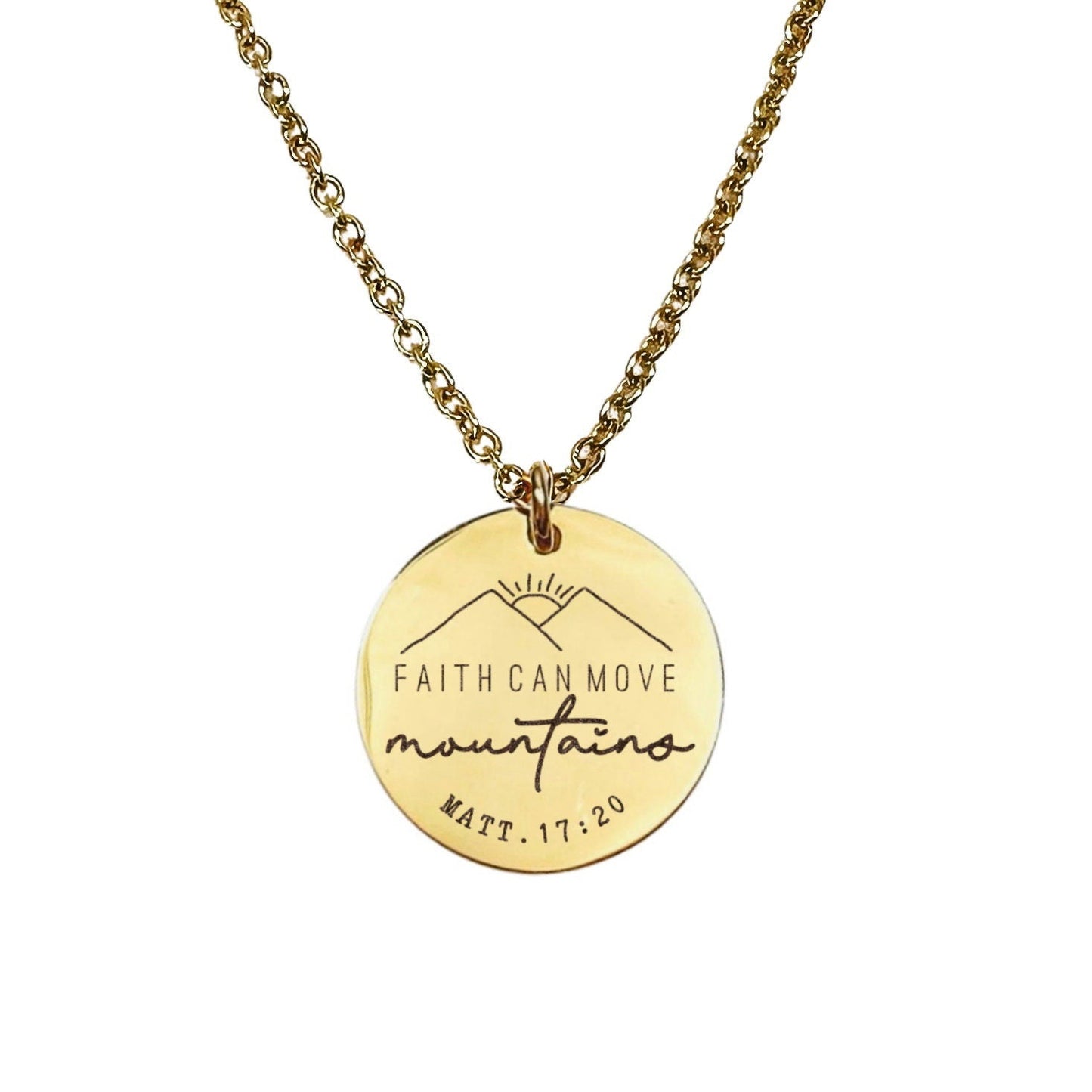 FAITH CAN MOVE MOUNTAINS MATT. 17:20 NECKLACE - Avy + Tay